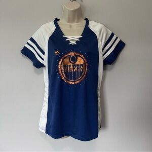 Majestic "Oilers" Short Sleeve Top Size L